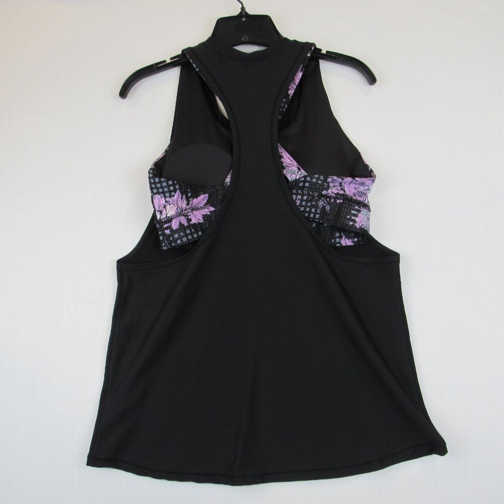 Cotton On Zen Sports Bra Built In Tank Women's Size M Black /Glitched Floral - Picture 2 of 10